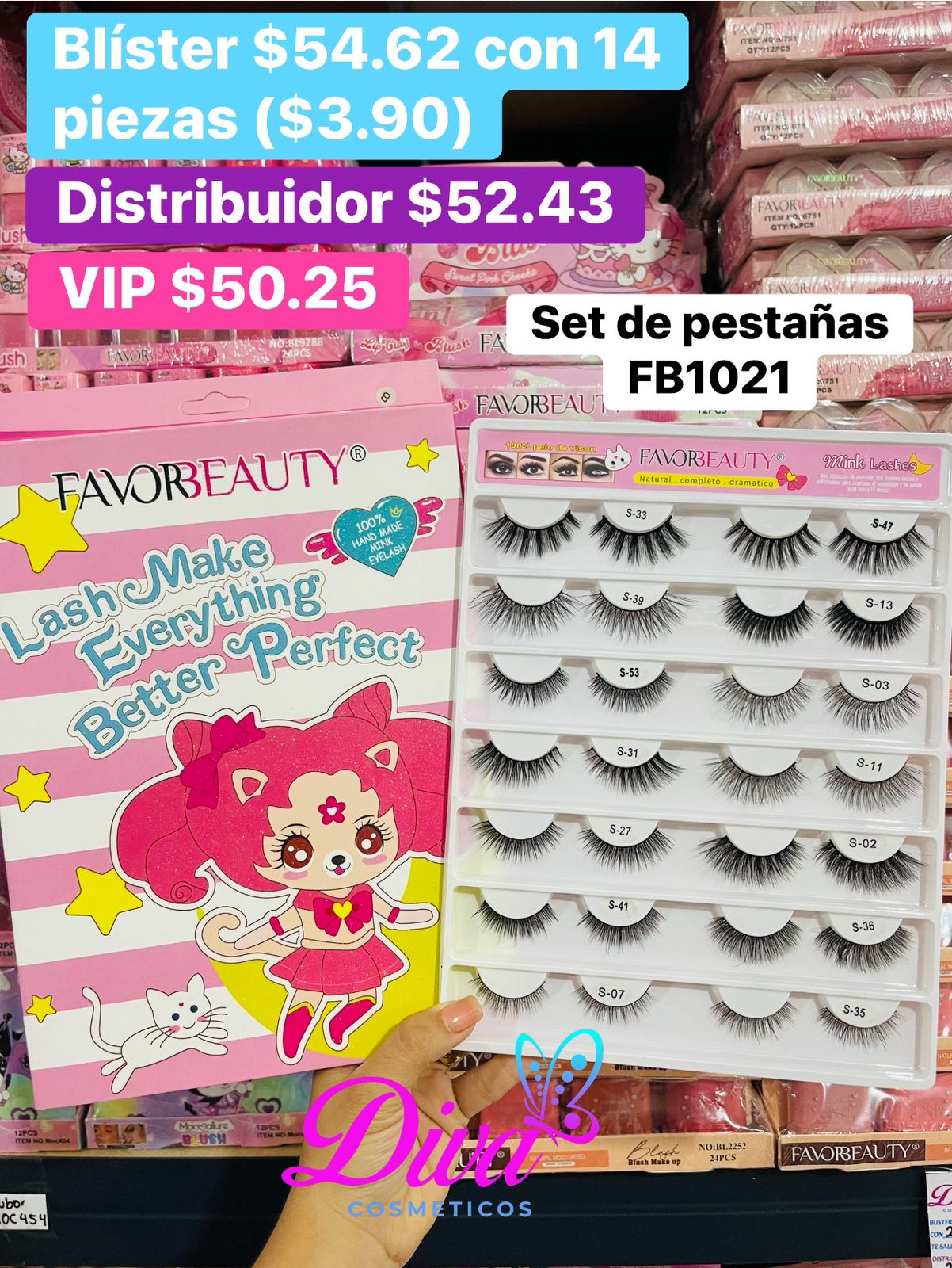 PESTAÑA SET 14 PARES FB1021 B/14