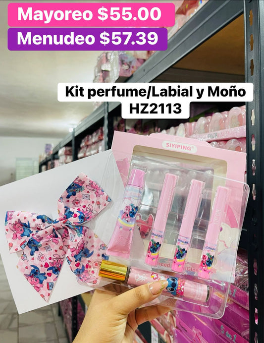 KIT PERFUME/LABIAL Y MOÑO HZ2113